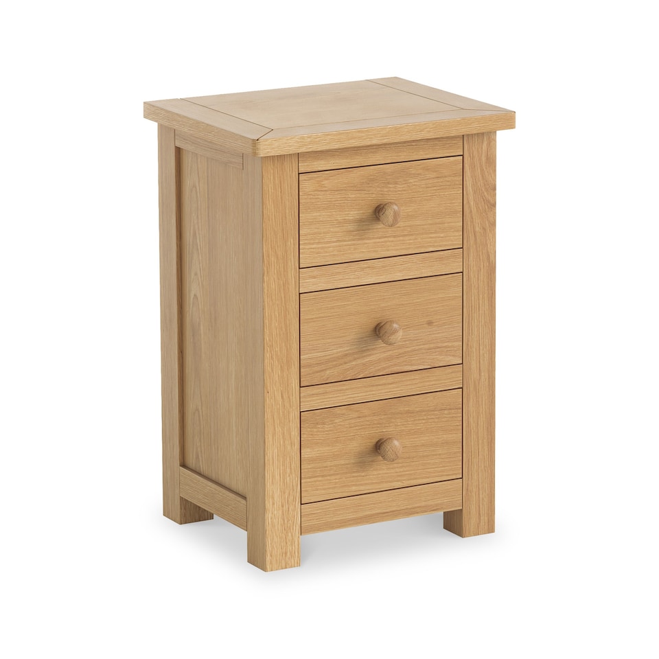image 1 of Duchy Oak 3 Drawer Bedside Table Fully Assembled - By Roseland Furniture