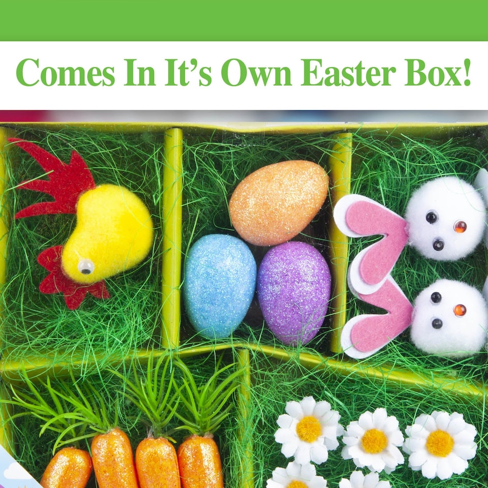 image 1 of PMS Easter Bonnet Decorating Set - 16-Piece Bunny, Carrot & Daisy Craft Kit