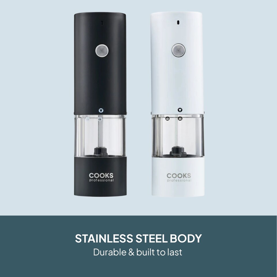 image 1 of Cooks Professional Rechargeable Salt and Pepper Mill Set with Bamboo Base
