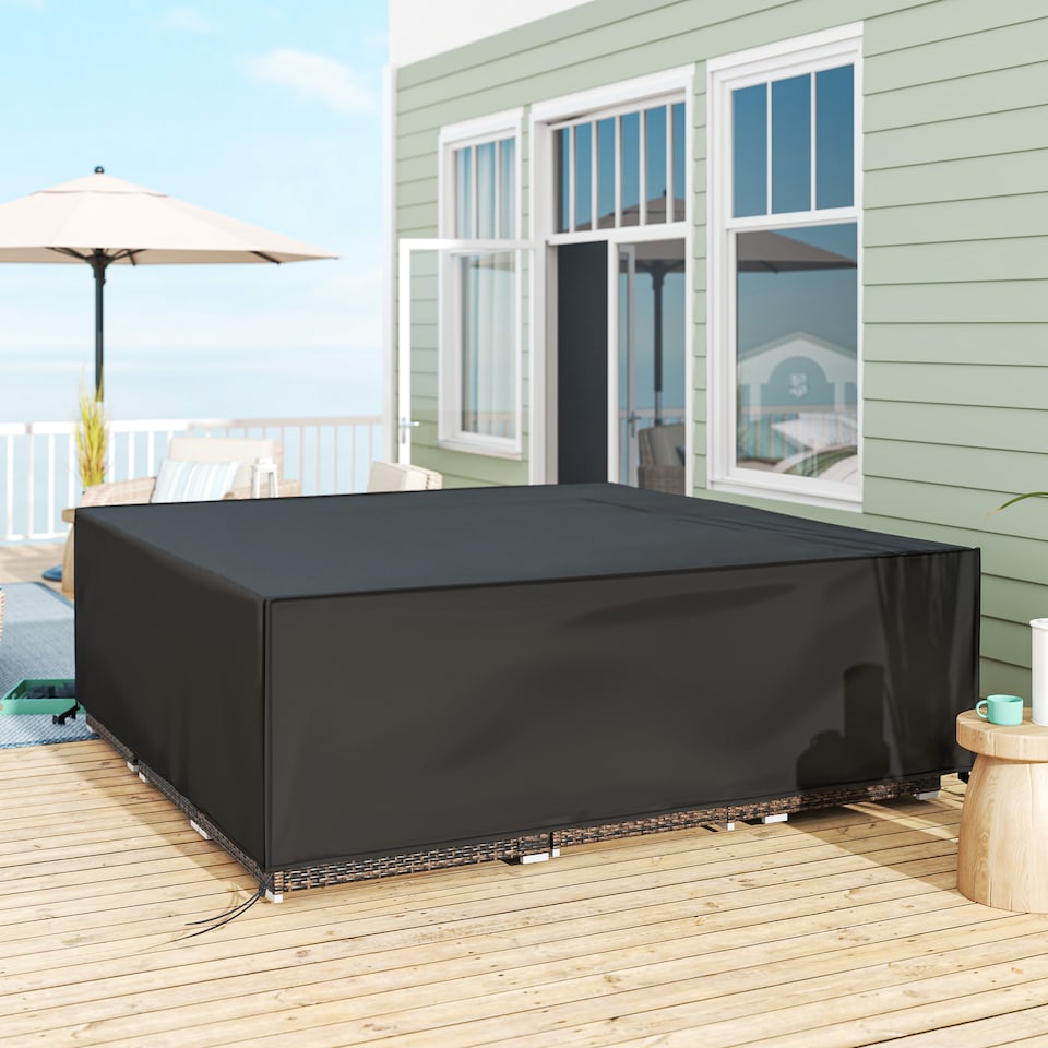 image 1 of Outsunny Large Garden Set Square Cover Outdoor Furniture Waterproof Resist Fade | Black | Black | 230cm x 230cm x 70cm