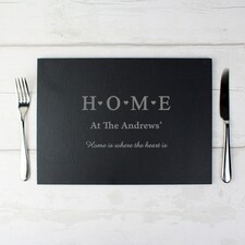 Personalised HOME Slate Rectangle Placemat Black