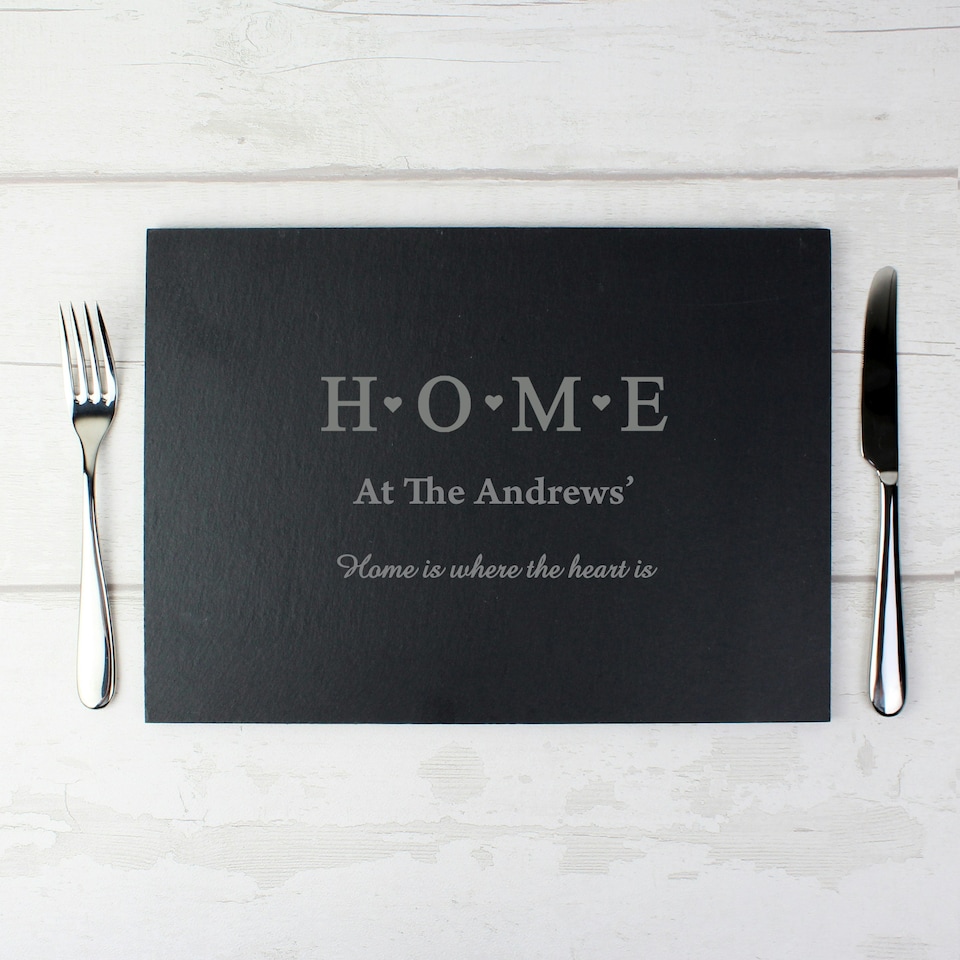 image 1 of Personalised HOME Slate Rectangle Placemat Black