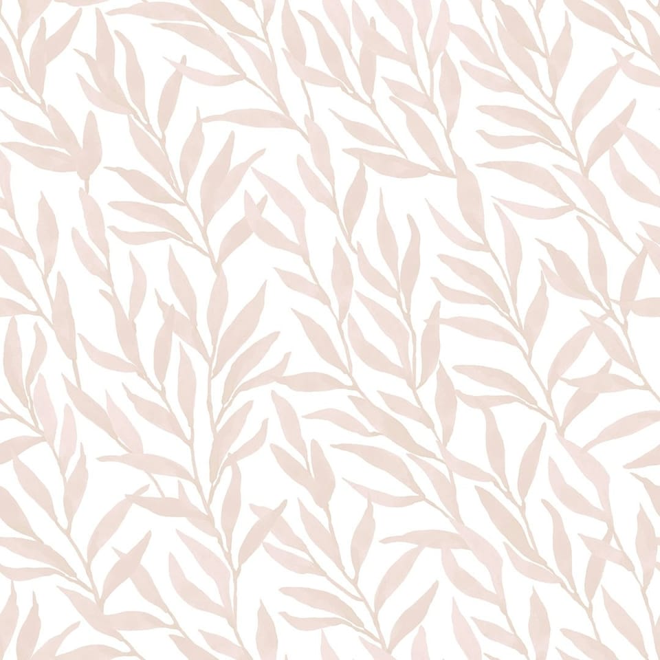 image 1 of Willow Leaf Wallpaper in Pink Multi