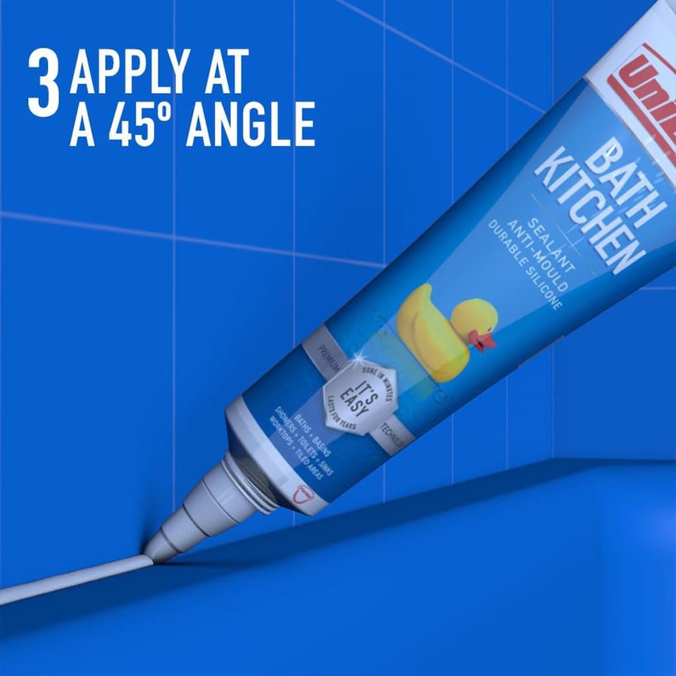 image 1 of Unibond Silicone Sealant Anti-Mould & Waterproof for Kitchen & Bathroom, 50ml, 5 Pack