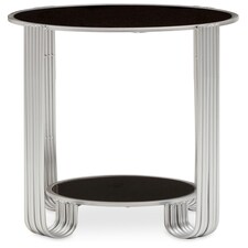 Jolie Round End Table Black Mirror And Silver Frame Silver