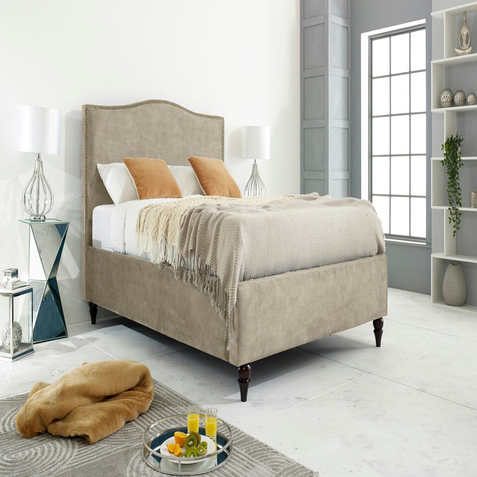 Venezia Marble Single Bed Frame - Oatmeal