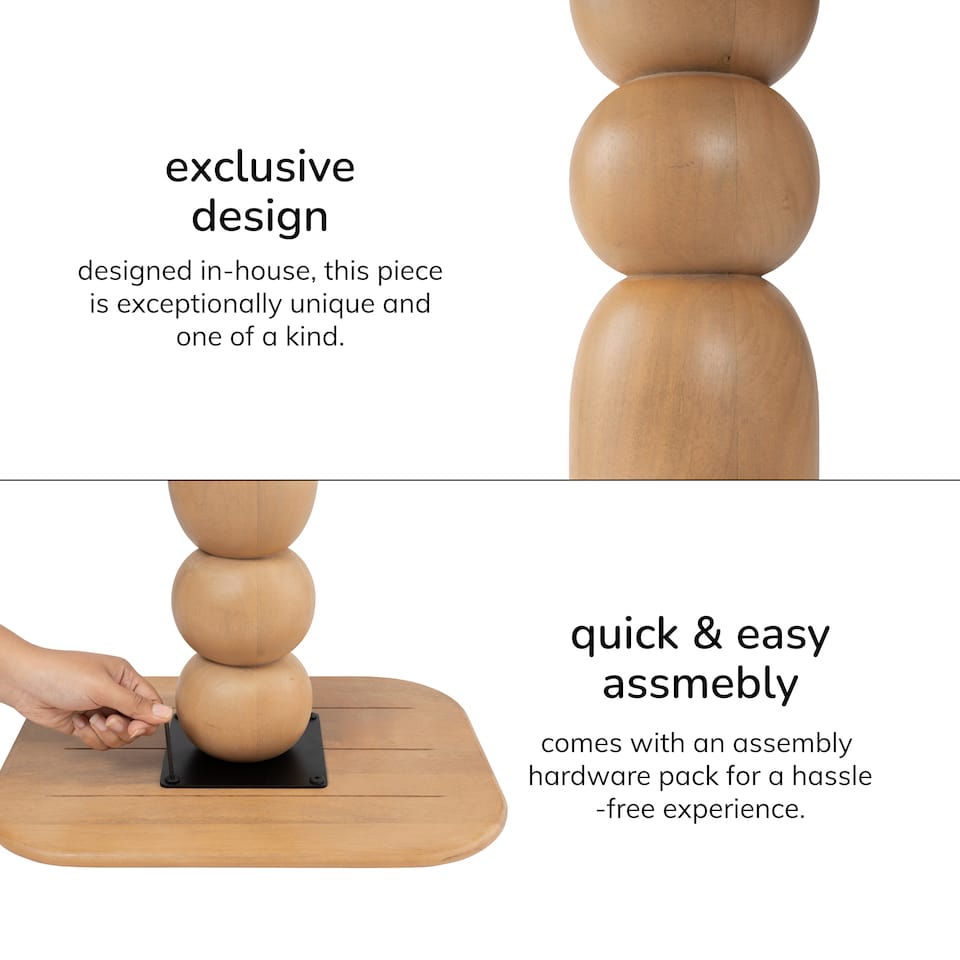 image 1 of Vita Solid Mango Wood Pedestal Side Table for Living Room Bedroom