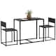 image 1 of HOMCOM 3 Piece Dining Table Set with Metal Frame, Black Black