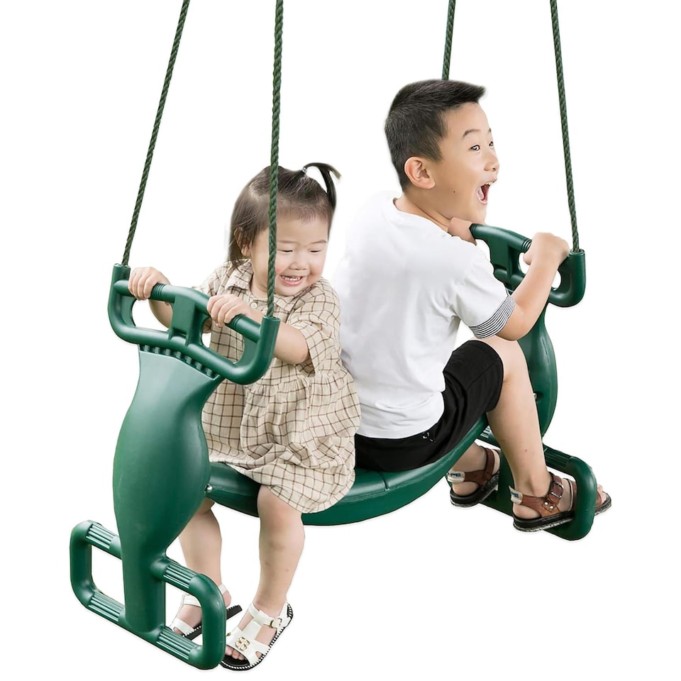 image 1 of The Magic Toy Shop Two Kids Tandem Swing Seat Outdoor Playground Equipment