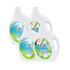 Yass Clean Luscious Laundry Detergent x4 Concentrated Laundry Detergent 42 Washes 2L Bio x2 Sea Breeze x2 Creamy Coconut