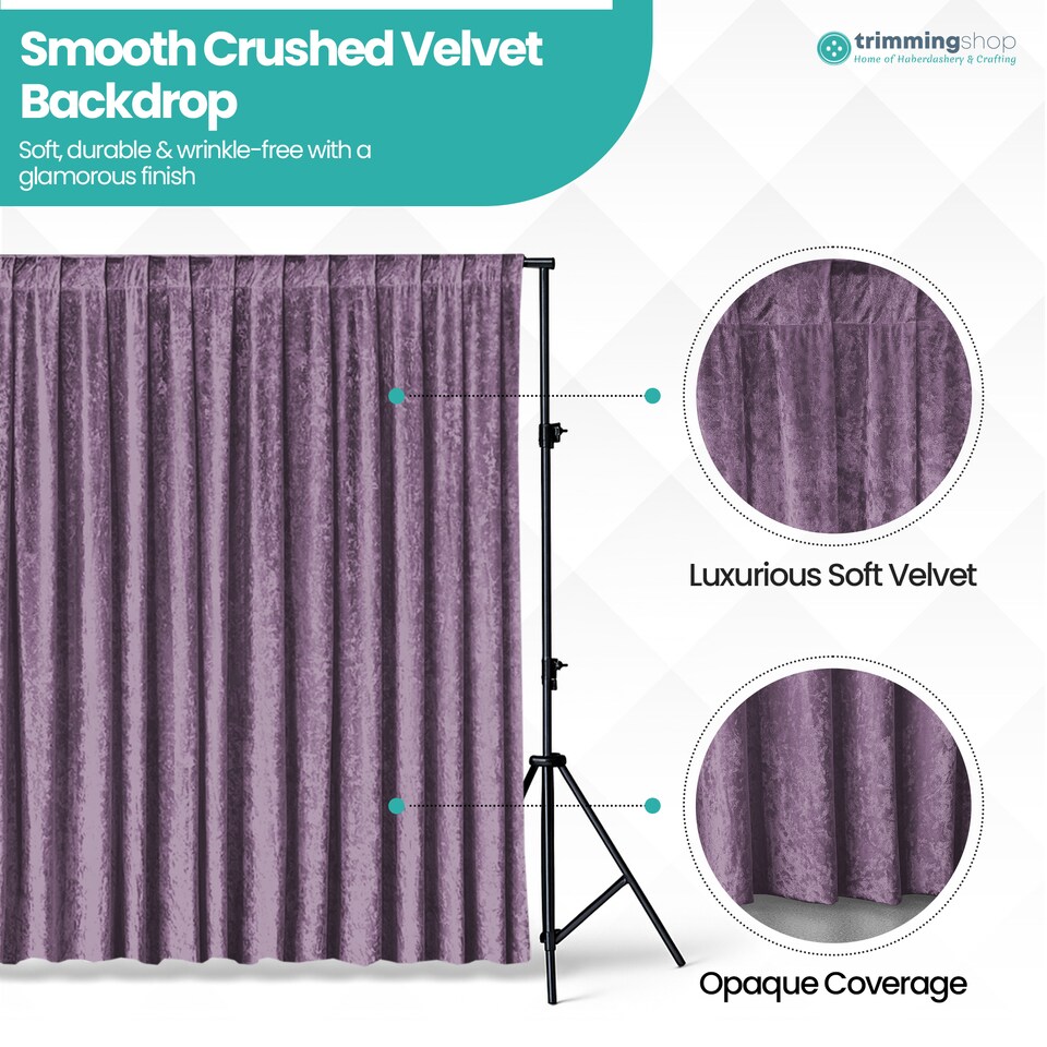 image 1 of 3x3m Crushed Velvet Backdrop, 8cm Rod Pocket Photography Background