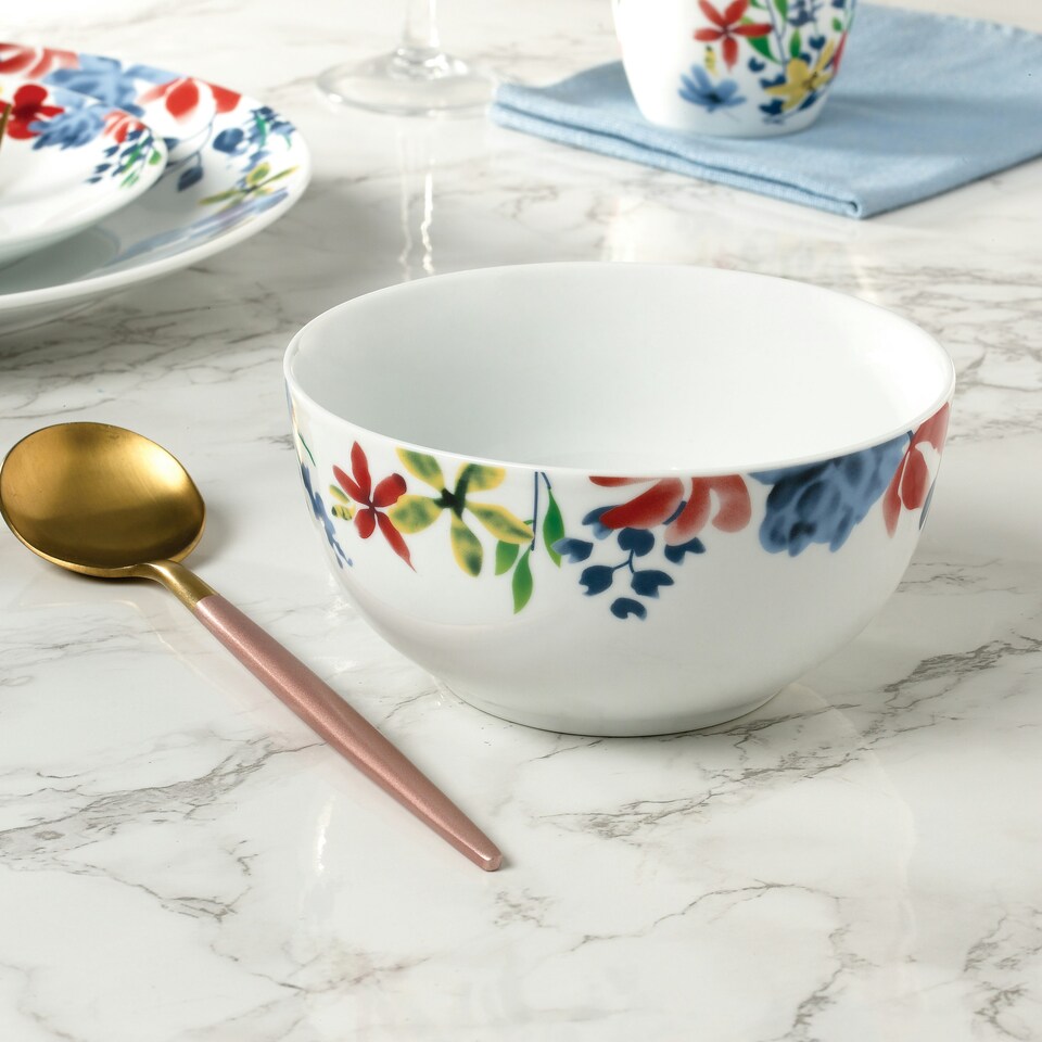 image 1 of 16pc Watercolour Floral Dinner Set
