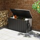 image 2 of Outsunny 450 Litre Garden Storage Box, Outdoor Storage Box with Wheels and Handles, Lockable Galvanised Steel Outside Deck Box Organiser for Tools, Cushions, Dark Grey
