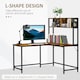 image 8 of HOMCOM Industrial L-Shaped Work Desk & Storage Shelf Steel Frame Adjustable Feet