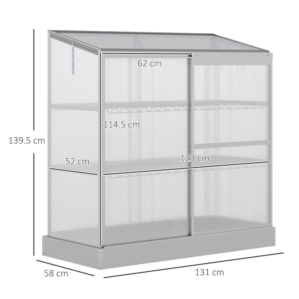image 1 of Outsunny 4x2ft 3-Tier Greenhouse Outdoor Plant Grow Aluminium Frame w/ Roof Door