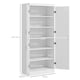 image 7 of HOMCOM Kitchen Cupboard Storage Cabinet w/ 4 Doors and Adjustable Shelves,White