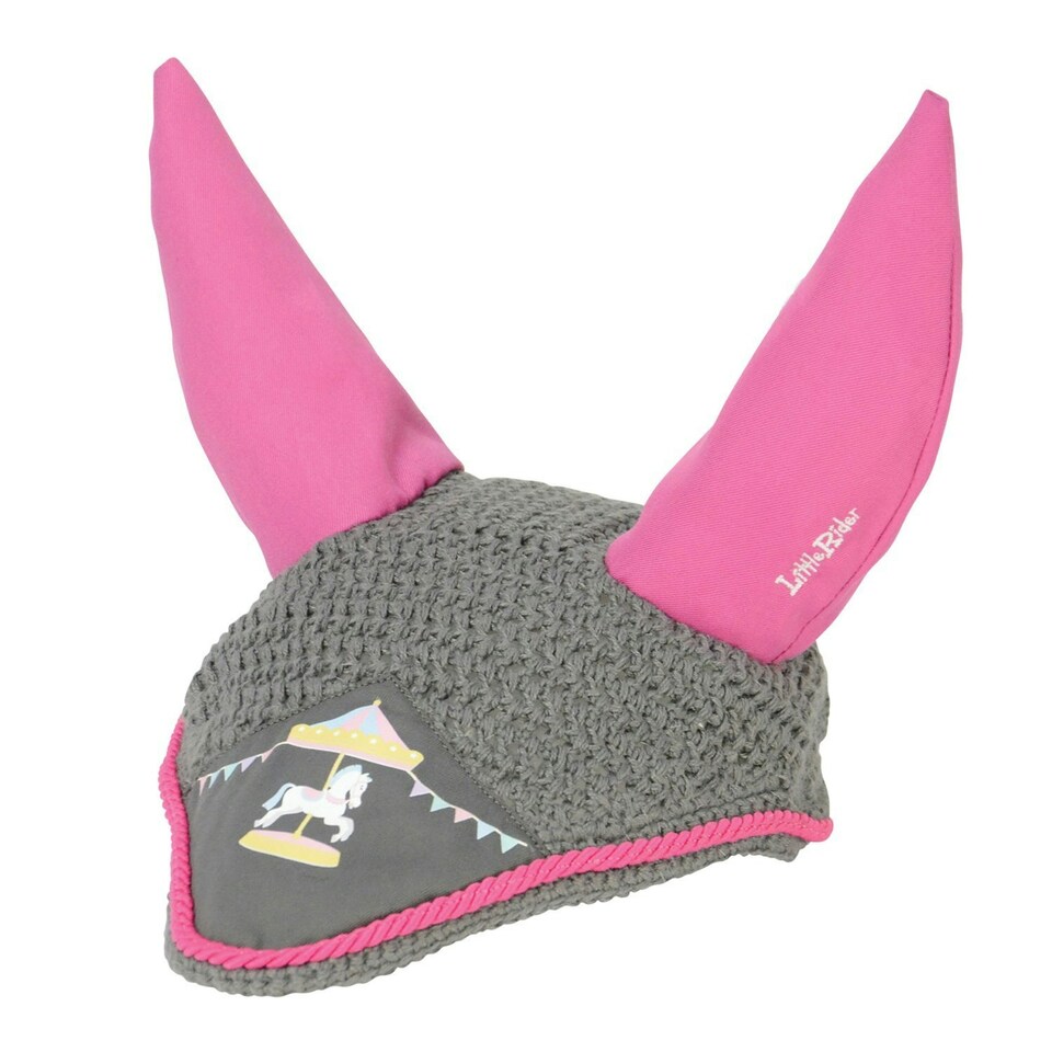 image 1 of Little Rider Merry Go Round Horse Fly Veil - Grey/Pink - Pony/Cob