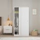 image 2 of Adore Matt White Sliding 2 Door Wardrobe Half Hanging Half Shelves White