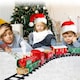 image 5 of Christmas Theme Classic Train Set for Kids with Light Realistic Sounds, Steam Effect, 3 Cars carriage and Tracks For Christmas