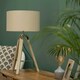 image 2 of ValueLights Clipper Light Brown Tripod Table Lamp Medium Natural Shade