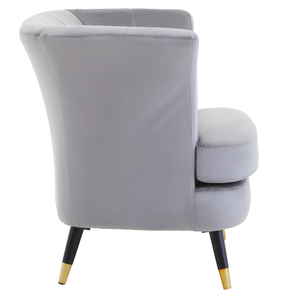 image 1 of Interiors by Premier Grey Velvet Scalloped Chair, Long-lasting Scallop Chair Velvet, Body Supportive Scalloped Armchair