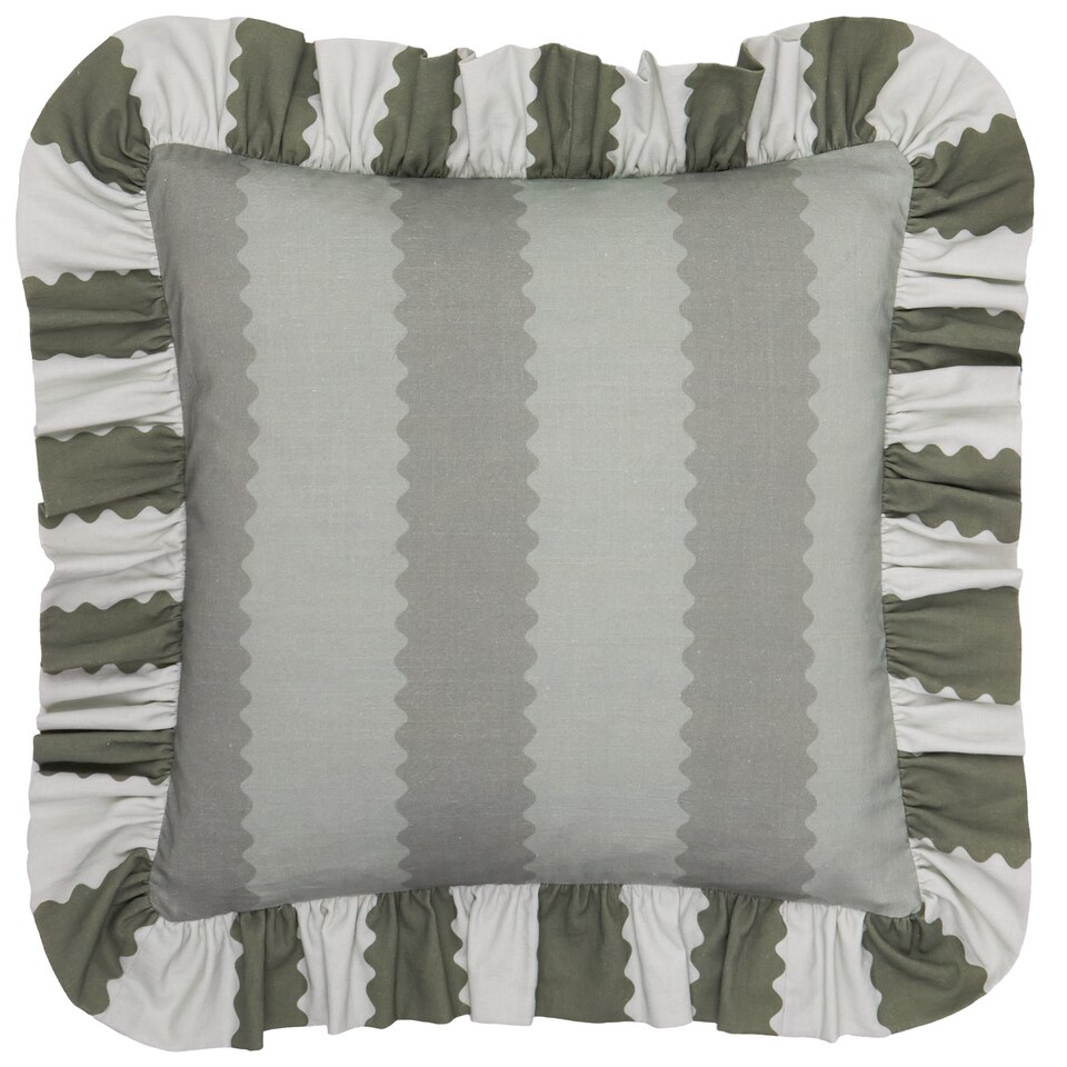 image 1 of Wylder Birdie Stripe Ruffle Cushion