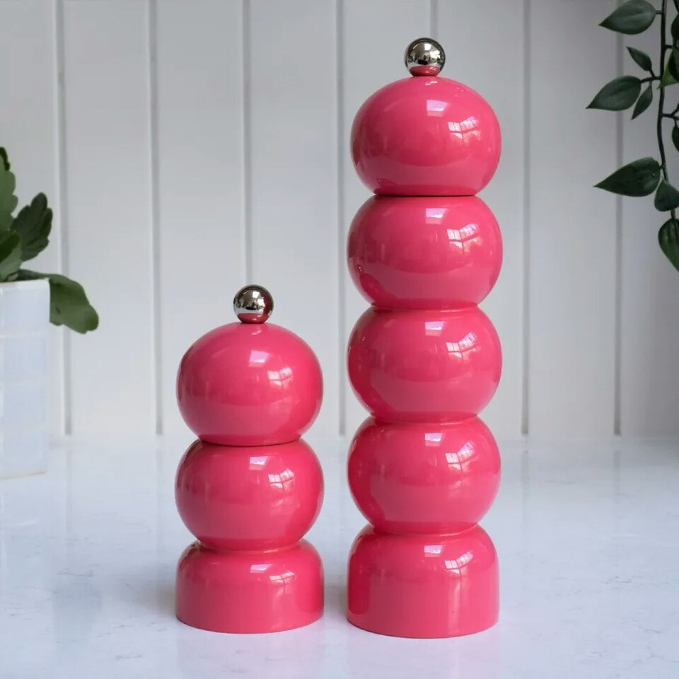 image 1 of Scandi Home Large Bright Pink Wooden Pepper Mill