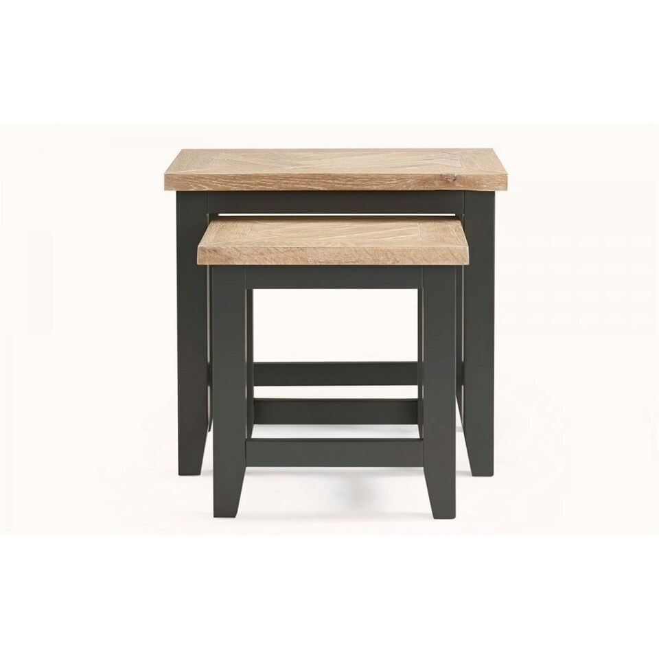 image 1 of Classic Rustic Dark Grey Nest of Tables Grey