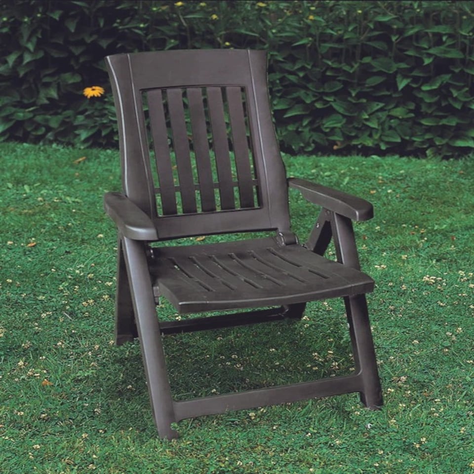 image 1 of Outdoor Foldable Plastic Garden Chair Patio Furniture With Adjustable Back | Black | Anthracite One Set