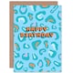 image 1 of Bright Modern Orange Blue Leopard Pattern For Her Birthday Card