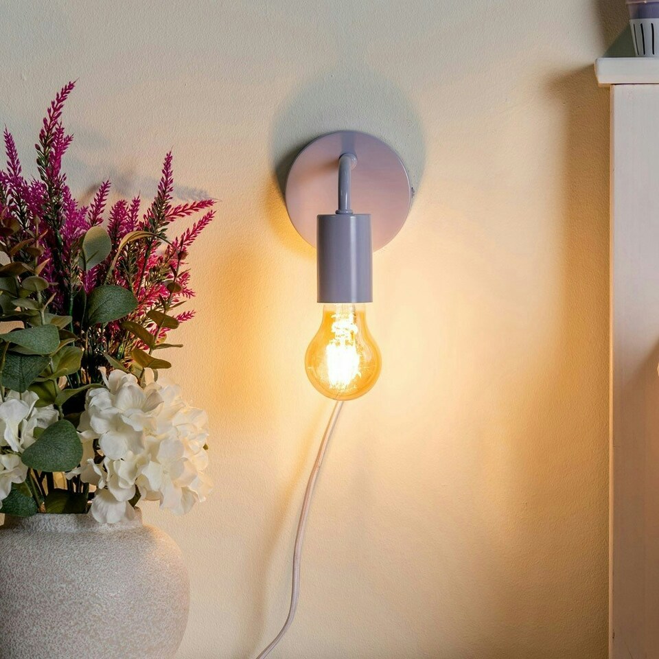 image 1 of ValueLights Jordy Plug in Colour Pop Lilac Wall Light