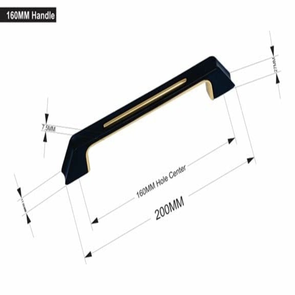 image 1 of Golden Grace Kappa Unique Design Premium Cabinet Cupboard Pull Handles in Black & Gold Finish - 160mm | Black