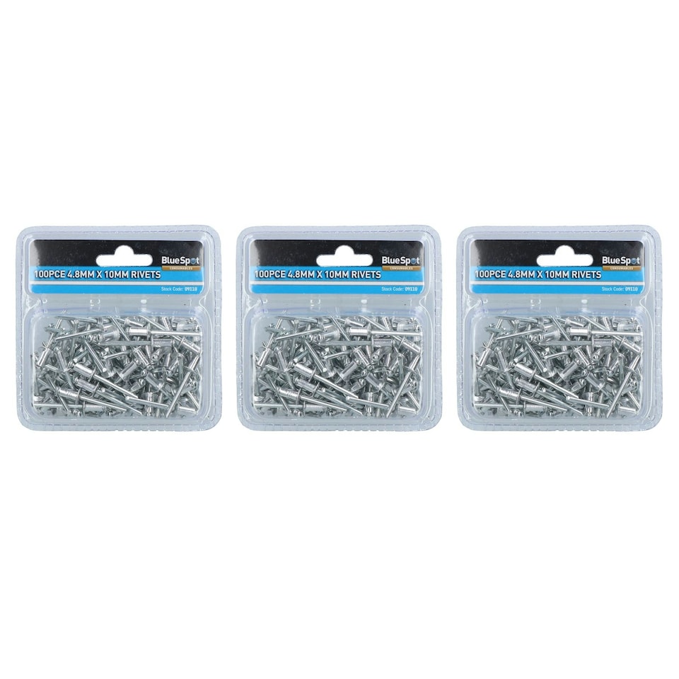 image 1 of 300 Metric Aluminium Blind Pop Pot Rivets Set Fastener Fastening 4.8mm x 10mm