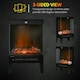 image 5 of HOMCOM 180° Charming Electric Fireplace Heater, Quiet Freestanding Stove, Black