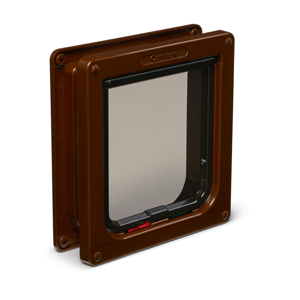 image 1 of Cat Mate 4-Way-Locking Cat Flap with Liner to 50mm (2 inches) – Brown (235B)