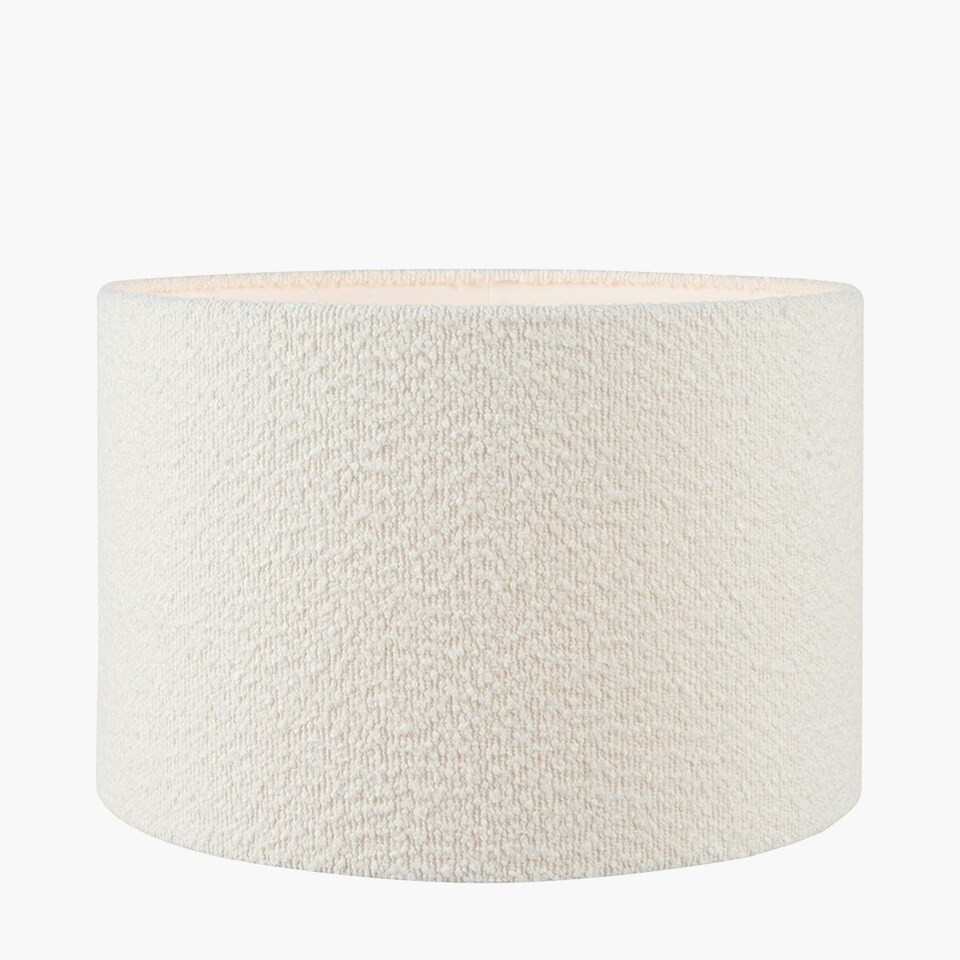 image 1 of 50cm White Boucle Cylinder Lampshade White