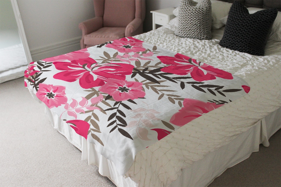 image 1 of Red & Pink Floral Blanket | Multi