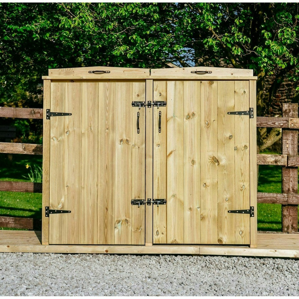 image 1 of Chatburn 4 Recycle Box Store - Timber - L80.4 x W122.5 x H120 cm - Fits 4 x Recycle Boxes Brown
