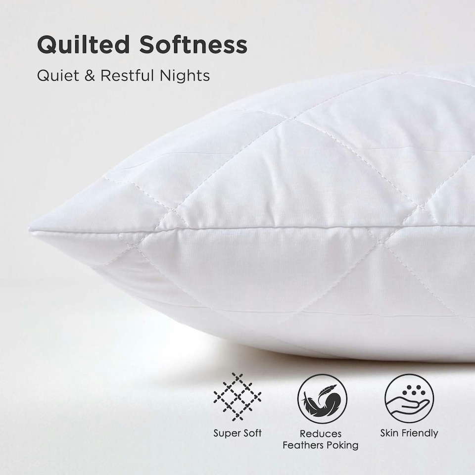 image 1 of Homescapes Standard Size Quilted Pillow Protector - Pack of 4 White