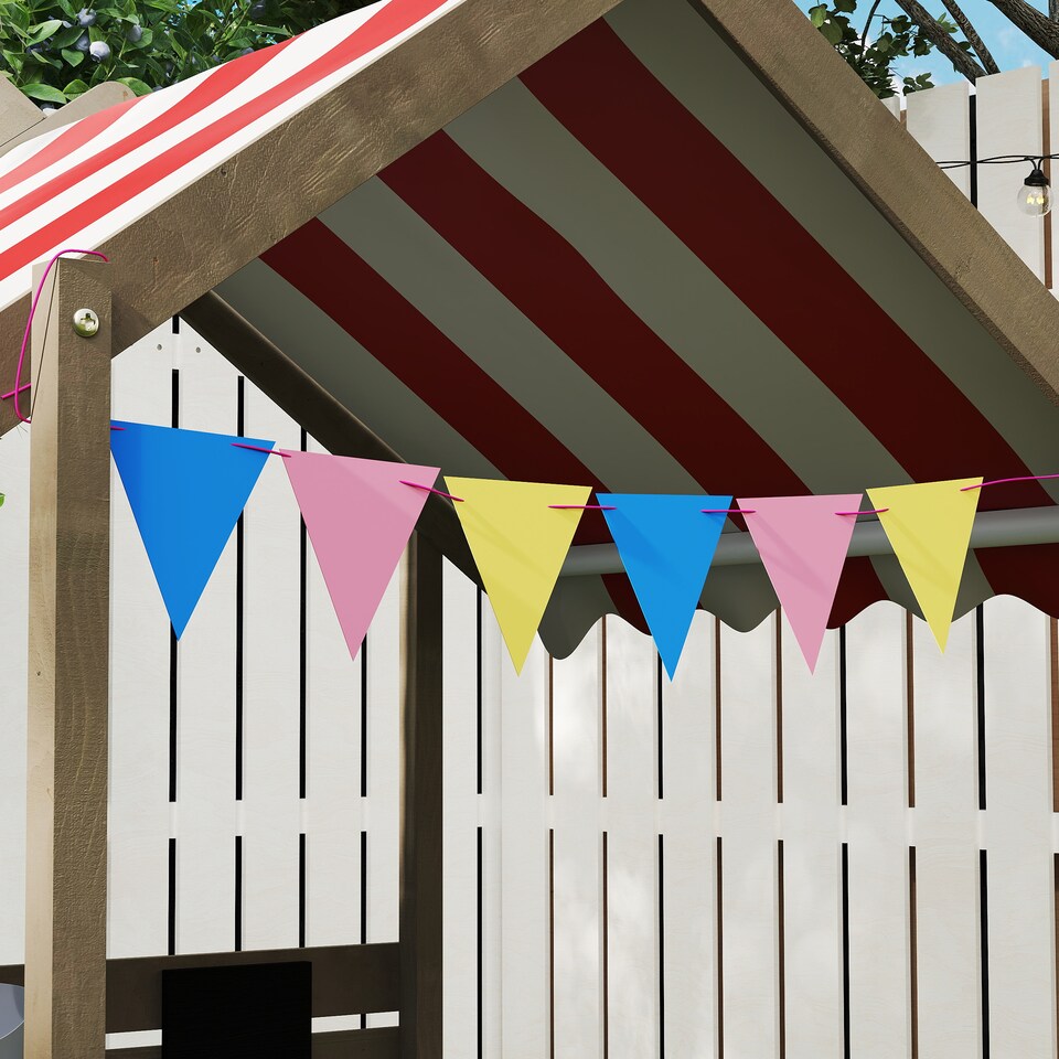 image 1 of Outsunny Sand Pit with Canopy, Blackboard, Toys, Sink, Seats, Flags for Kids | Grey | Grey