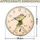 image 3 of Marco Paul 30cm Blue Bird Design Garden Clock and Thermometer Blue