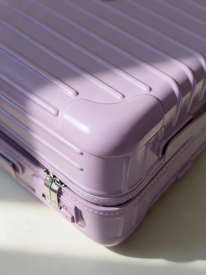 image 1 of Lightweight Hard Shell Carry-On Suitcase with Cupholder | Purple | Cabin Bag