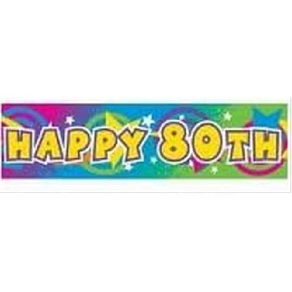 80th Birthday Foil Stars Banner - Multicoloured - One Size
