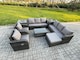 image 2 of Fimous Rattan Outdoor Garden Furniture Sofa Set Patio Table & Chairs Set with 3 Seater Sofa Reclining Chair 2 Side Table Big Footstool Dark Grey Mixed