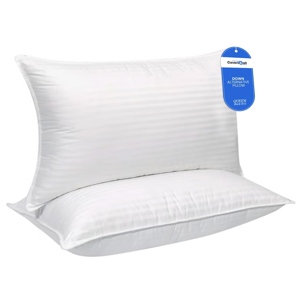 image 1 of Covers&All Down Alternative Pillows Queen Size Set of 2, Pillows For Sleeping, x, White