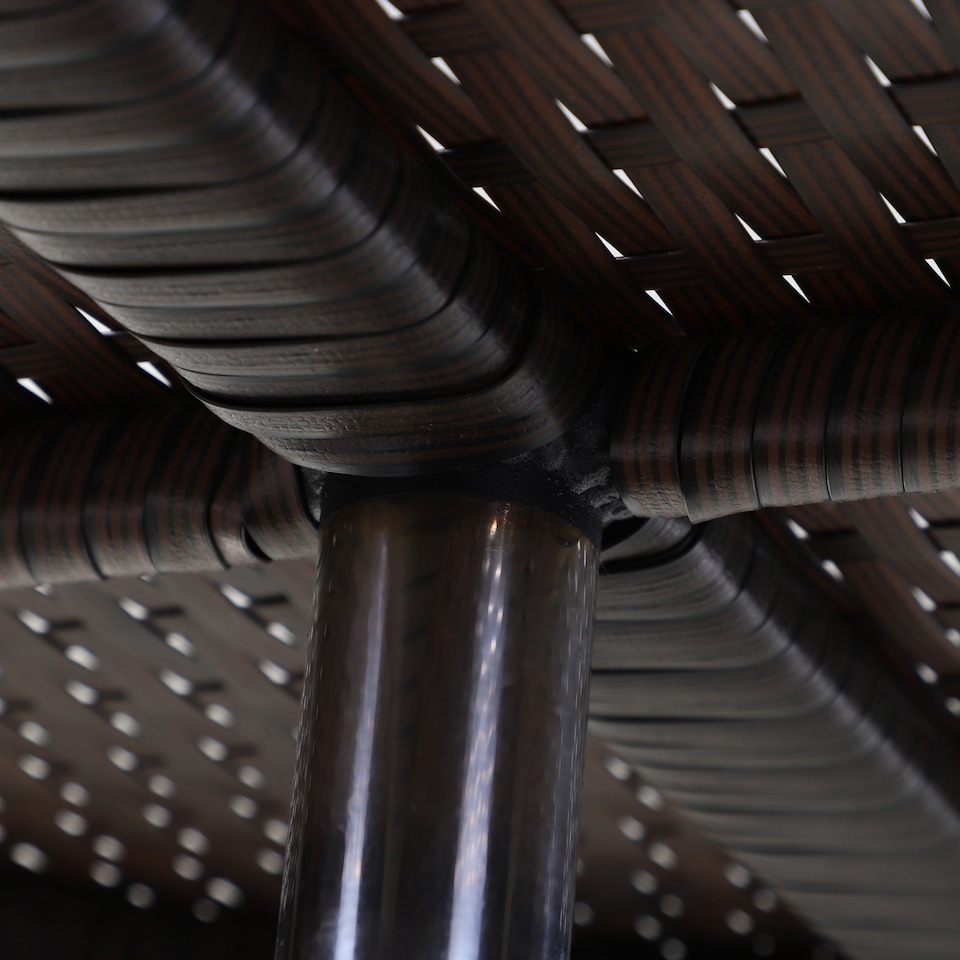 image 1 of Outsunny PE Rattan Ice Bucket Table, Height Adjustable Liftable Outdoor Drinks Cooler, 52 cm Round Garden Beer Cocktail Table with Lid for Bar, Patio, Terrace, Brown