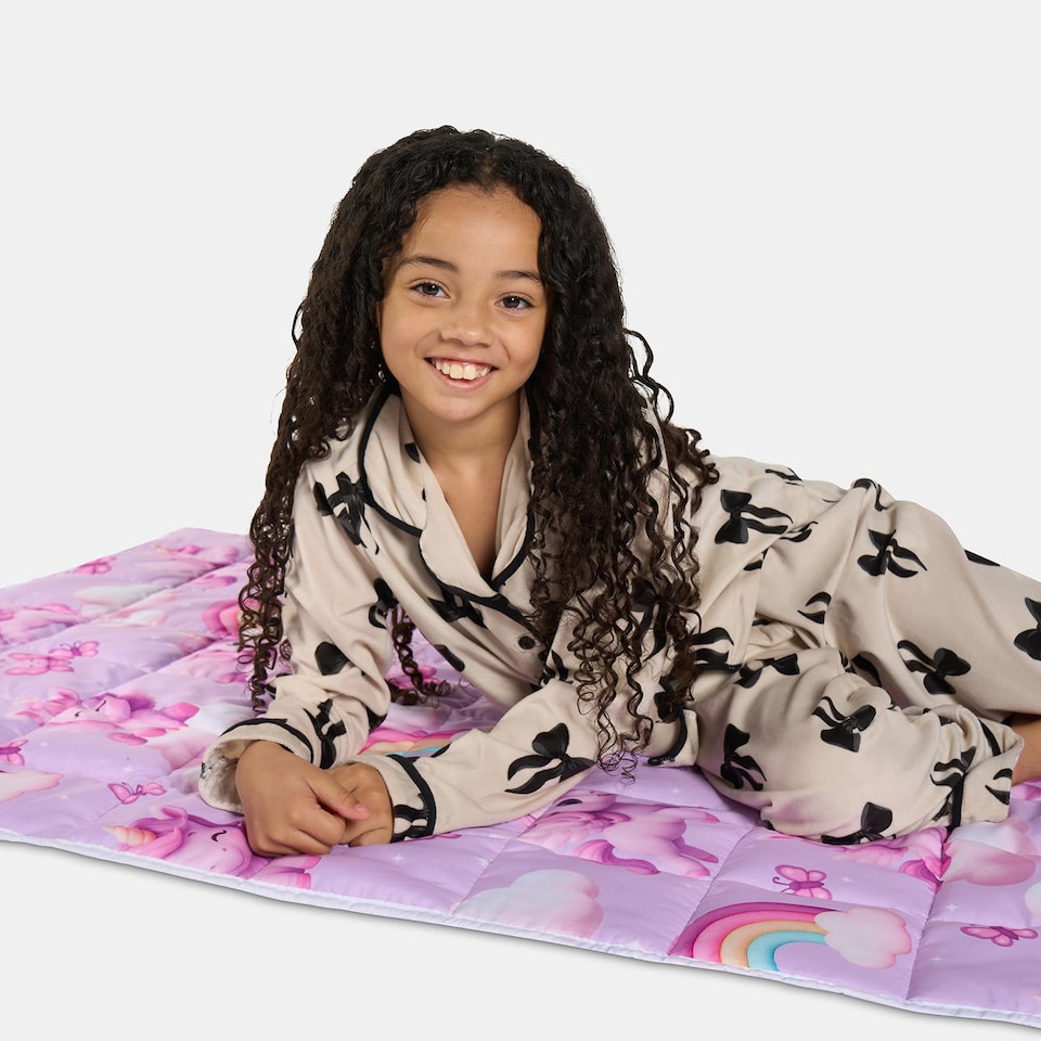 image 1 of OHS Kids Unicorn 3kg Weighted Blanket Sensory Sleep Therapy Quilted Throw
