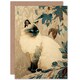 image 1 of Cat Lover Ragdoll with Botanical Pattern Animal Greeting Card