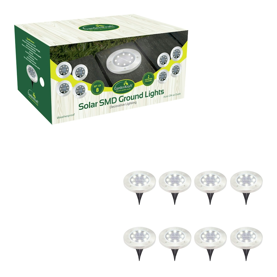 image 1 of GardenKraft Stainless Steel Solar Ground Lights