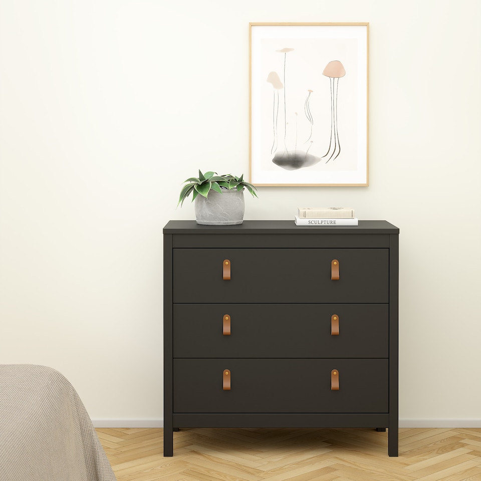 image 1 of Barcelona Chest 3 Drawers in Matt Black